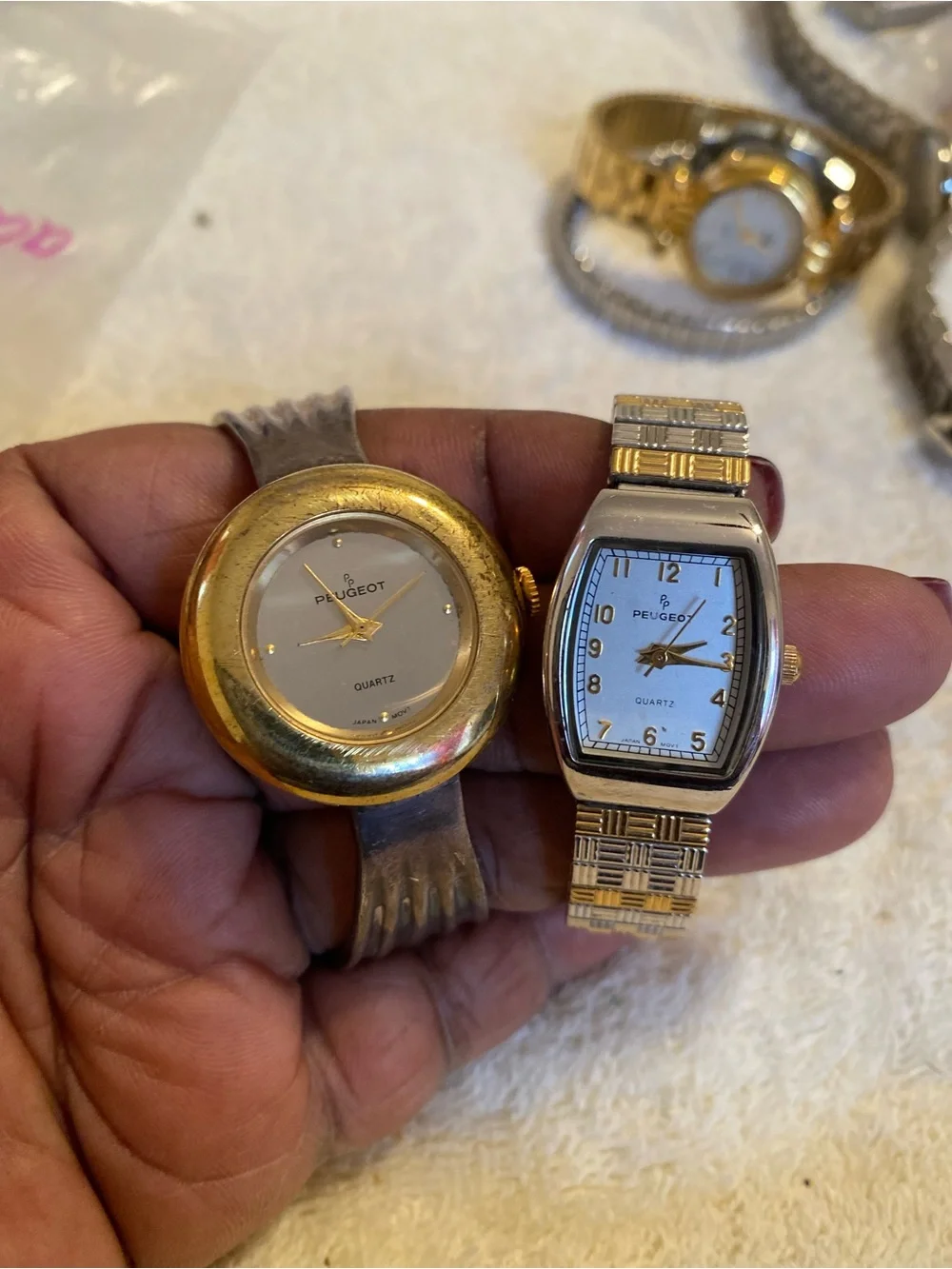 Peugeot Gold and Silver Tone Women's Quartz Watch Pair